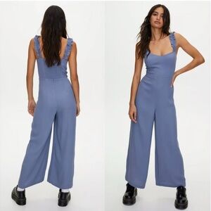 Aritzia Sunday Best Jumpsuit | Flirty Ruffle Blue Womens One piece jumpsuit | 4
